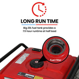 GENPOWER 8.5kW Peak 7.2kw Open Frame Inverter Generator, Push-Button Start, 2x15A, 1x32A, 20L Tank, Wheels, RCD, Portable, Backup - Extra Image