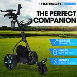 THOMSON Golf Buggy Electric Trolley Automatic Motorised Foldable Cart LED Black - Front View