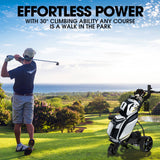 THOMSON E5000 Pro Lithium Golf Buggy, 36 Hole, Only 12kg, Easy Fold, Electric Motorised Buggy Trolley Cart w/ Seat, Black - Top-Down View