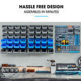 BAUMR-AG 69pc Wall Mounted Parts Bin Rack with Tool Holders - Blue - Extra Image