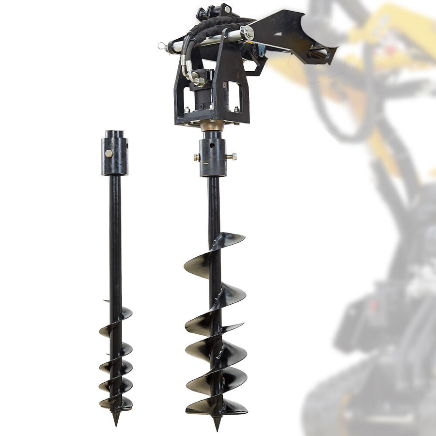 BAUMR-AG Post Hole Auger for BSR5000 Mini Loader Skid Steer, with 100mm & 200mm Bits, Quick Connect Hydraulics