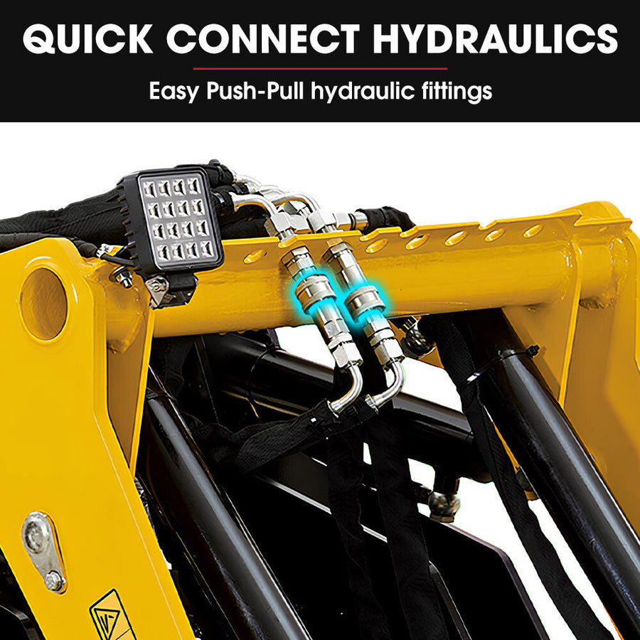 BAUMR-AG Post Hole Auger for BSR5000 Mini Loader Skid Steer, with 100mm & 200mm Bits, Quick Connect Hydraulics
