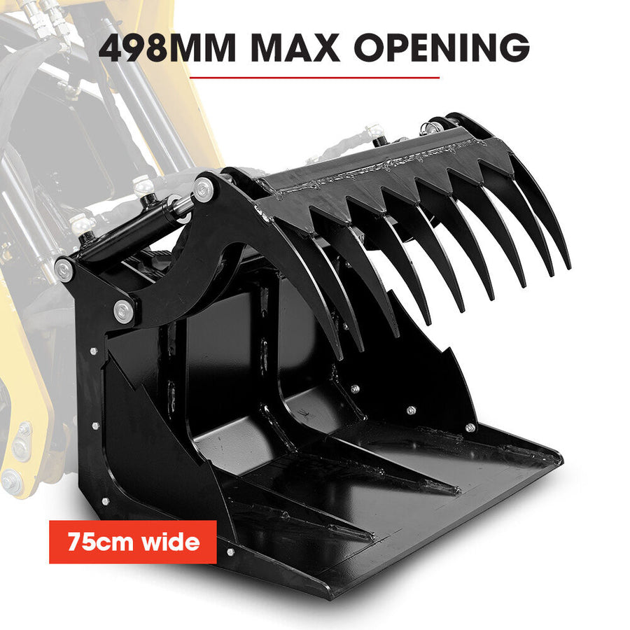 BAUMR-AG Grapple Bucket Accessory for BSR5000 Mini Loader Skid Steer, Quick Connect, Dual Hydraulic Cylinders