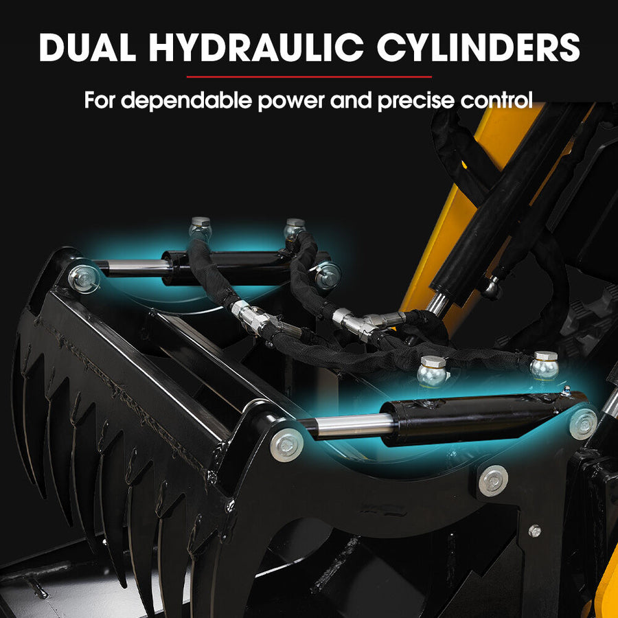 BAUMR-AG Grapple Bucket Accessory for BSR5000 Mini Loader Skid Steer, Quick Connect, Dual Hydraulic Cylinders