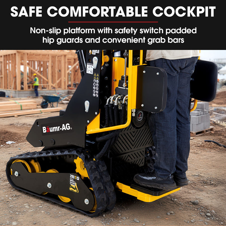 BAUMR-AG BSR5000 Mini Loader Skid Steer, with Bucket, 10hp OHV 4-Stroke Petrol Engine, 200kg Rated Operating Capacity