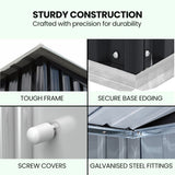 PlantCraft Galvanised Steel Garden Shed 2.38 x 1.31 x 1.82m, with 2 Sliding Doors, 2 Air Vents, Skillion Roof, Floor Frame - Rear View