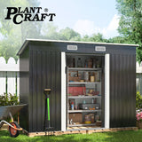 PlantCraft Galvanised Steel Garden Shed 2.38 x 1.31 x 1.82m, with 2 Sliding Doors, 2 Air Vents, Skillion Roof, Floor Frame - Extra Image
