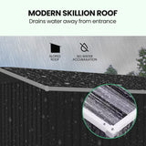 PlantCraft Galvanised Steel Garden Shed 2.38 x 1.31 x 1.82m, with 2 Sliding Doors, 2 Air Vents, Skillion Roof, Floor Frame - Side View