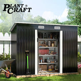 PlantCraft Galvanised Steel Garden Shed 2.38 x 1.31 x 1.82m, with 2 Sliding Doors, 2 Air Vents, Skillion Roof, Floor Frame - Extra Image