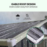 PlantCraft Galvanised Steel Garden Shed 2.58 x 3.13 x 2.02m, with 2 Sliding Doors, 4 Air Vents, Gable Roof, Floor Frame - Top-Down View