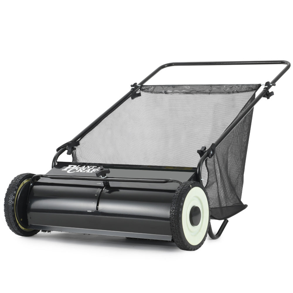 PlantCraft Push Lawn Sweeper, 26' Wide Leaf and Grass Clipping Collector