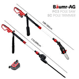 BAUMR-AG 20V SYNC Cordless Pole Saw & Hedge Trimmer Combo, 8 inch Chainsaw Pruner, Telescopic Handle