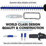 POWERBLADE 20V Cordless Pole Saw & Hedge Trimmer Combo, 8 Chainsaw Pruner & 20 Hedger, Telescopic Handle, Battery and Fast Charger Kit - Side View