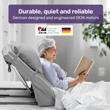 Equipmed Electric Adjustable Bed, Backrest and Leg Adjustment German-Engineered Power Lifting with Remote Control, Grey - Front View