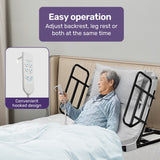 Equipmed Electric Adjustable Bed, Backrest and Leg Adjustment German-Engineered Power Lifting with Remote Control, Grey - Close-Up Angle