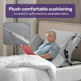 Equipmed Electric Adjustable Bed Backrest, German-Engineered Power Lifting Back Support with Remote Control, Full Length, Grey - 45-Degree Angle