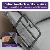 Equipmed Electric Adjustable Bed Backrest, German-Engineered Power Lifting Back Support with Remote Control, Full Length, Grey - Close-Up Angle