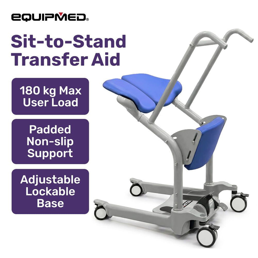 EQUIPMED Manual Sit to Stand Aid Transfer Chair Device, Patient and Elderly Mover