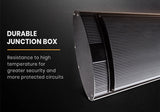 2 x BIO 2400W Outdoor Strip Heater, Electric Radiant Slimline Heat Bar Panel, 15A Plug - Close-Up Angle