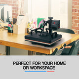 THERMOMATE 38x29cm 5in1 Swing Away Heat Press Machine, Includes T-Shirt, Mug, Cap, Plate Presses - Top-Down View