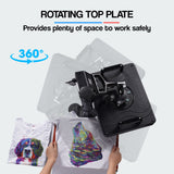 THERMOMATE 38x29cm 5in1 Swing Away Heat Press Machine, Includes T-Shirt, Mug, Cap, Plate Presses - Close-Up Angle