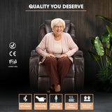 FORTIA Electric Massage Lift Recliner Chair Faux Leather 8 Point Massage Heating, Dark Crimson - Front View