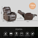 FORTIA Electric Massage Lift Recliner Chair Faux Leather 8 Point Massage Heating, Dark Crimson - Rear View
