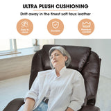 FORTIA Electric Massage Lift Recliner Chair Faux Leather 8 Point Massage Heating, Dark Crimson - Low Angle