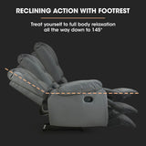Fortia Luxury Recliner Lounge Chair, Single Faux Leather Armchair, for Home Theatre Cinema, Elderly, Grey - Front View