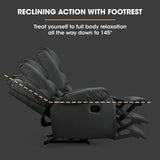 FORTIA Luxury Recliner Lounge Chair, Single Faux Leather Armchair, for Home Theatre Cinema, Elderly, Black - Front View