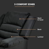 FORTIA Luxury Recliner Lounge Chair, Single Faux Leather Armchair, for Home Theatre Cinema, Elderly, Black - 45-Degree Angle