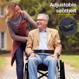 EQUIPMED 20 Inch Folding Wheelchair Lightweight Aluminium Portable with Park Brakes, Black - Top-Down View