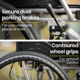 EQUIPMED 20 Inch Folding Wheelchair Lightweight Aluminium Portable with Park Brakes, Black - Extra Image