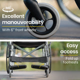 EQUIPMED 20 Inch Folding Wheelchair Lightweight Aluminium Portable with Park Brakes, Black - Extra Image