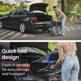 EQUIPMED Folding Aluminium Wheelchair, 20 Wheels, Park Brakes, 100kg Capacity, Blue - Top-Down View