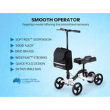 EQUIPMED Knee Scooter Walker, Disc Brake - Suspension Bag - Broken Leg Ankle Foot Mobility - Crutches Alternative - - Side View