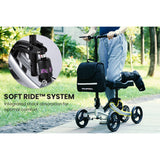 EQUIPMED Knee Scooter Walker, Disc Brake - Suspension Bag - Broken Leg Ankle Foot Mobility - Crutches Alternative - - Low Angle