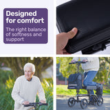 Equipmed Knee Scooter Walker, Dual Brakes - Bag - Broken Leg Ankle Foot Mobility - Crutches Alternative - Black - Side View