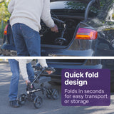 Equipmed Knee Scooter Walker, Dual Brakes - Bag - Broken Leg Ankle Foot Mobility - Crutches Alternative - Black - Top-Down View