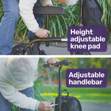 Equipmed Knee Scooter Walker, Dual Brakes - Bag - Broken Leg Ankle Foot Mobility - Crutches Alternative - Black - 45-Degree Angle
