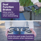 Equipmed Knee Scooter Walker, Dual Brakes - Bag - Broken Leg Ankle Foot Mobility - Crutches Alternative - Black - Rear View
