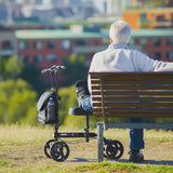 Equipmed Knee Scooter Walker, Dual Brakes - Bag - Broken Leg Ankle Foot Mobility - Crutches Alternative - Black - Extra Image