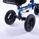 EQUIPMED Knee Scooter Walker, 10 inch Tyres Dual Brakes Bag - Broken Leg Ankle Foot Mobility - Crutches Alternative - Blue - Rear View