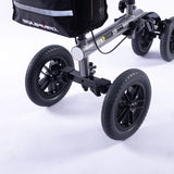 EQUIPMED Knee Scooter Walker, 10 inch Tyres Dual Brakes Bag - Broken Leg Ankle Foot Mobility - Crutches Alternative - Titanium colour - Top-Down View
