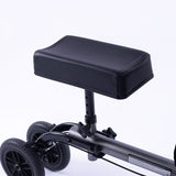 EQUIPMED Knee Scooter Walker, 10 inch Tyres Dual Brakes Bag - Broken Leg Ankle Foot Mobility - Crutches Alternative - Titanium colour - Close-Up Angle