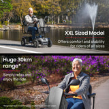 EQUIPMED Mobility Scooter, S-XXL comfortable size for all riders, 30km Max Range, 180kg capacity, Grey - Side View