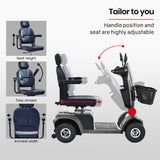 EQUIPMED Mobility Scooter, S-XXL comfortable size for all riders, 30km Max Range, 180kg capacity, Grey - Top-Down View