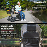 EQUIPMED Mobility Scooter, S-XXL comfortable size for all riders, 30km Max Range, 180kg capacity, Grey - Close-Up Angle