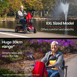 EQUIPMED VentureCruise Mobility Scooter, S-XXL comfortable size for all riders, 30km Max Range, 180kg capacity, Red - Front View