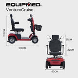EQUIPMED VentureCruise Mobility Scooter, S-XXL comfortable size for all riders, 30km Max Range, 180kg capacity, Red - Extra Image